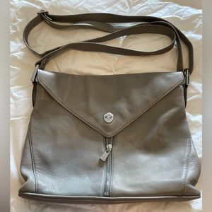 Buttery soft grey crossbody purse from Poppy Barley - like new.